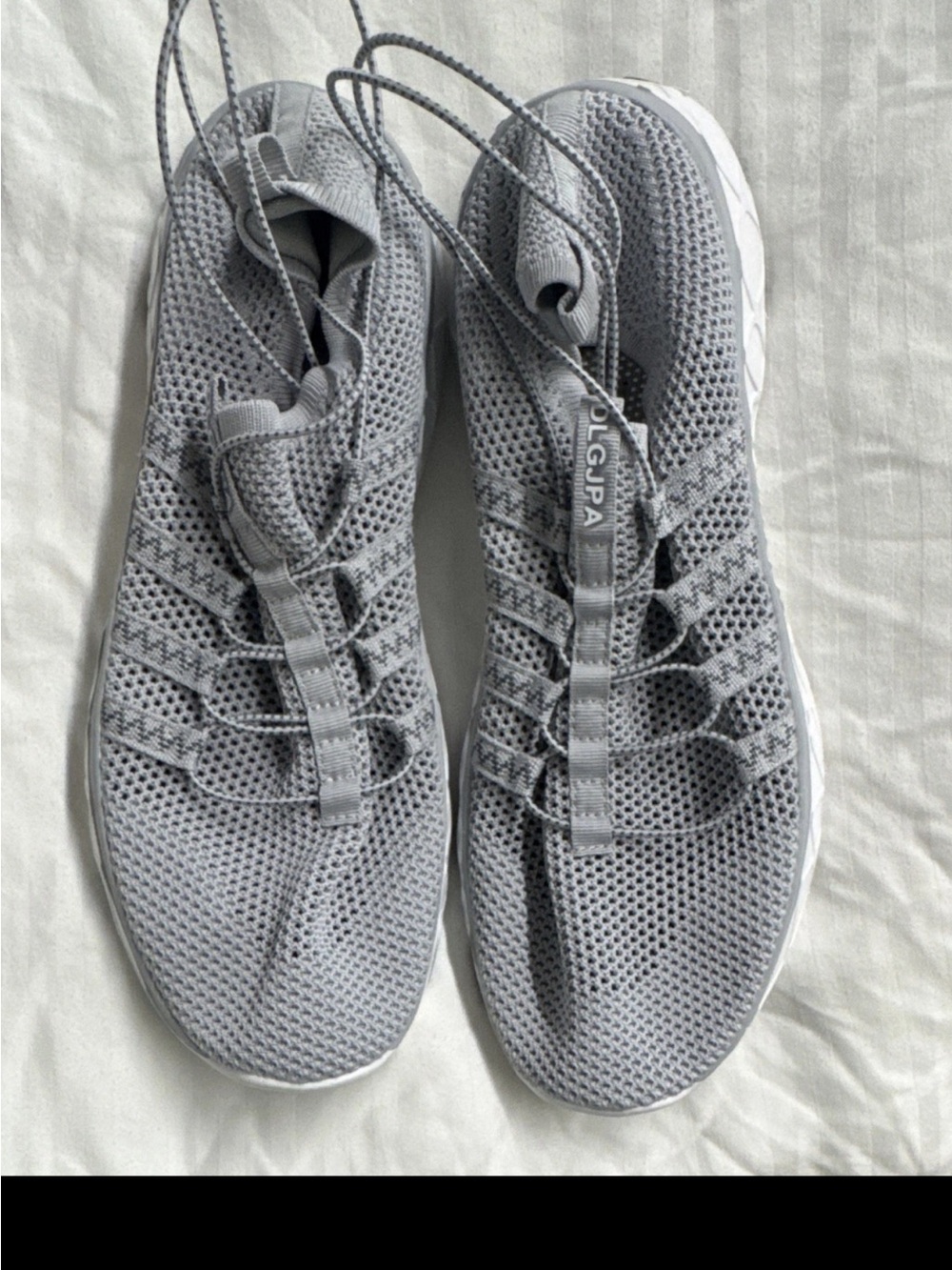 LG Light Gray Knit Slip-On Sneakers